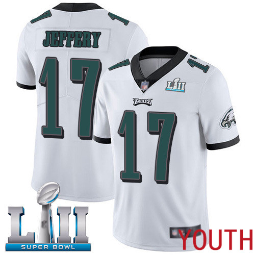 Youth Philadelphia Eagles #17 Alshon Jeffery White Vapor Untouchable NFL Jersey Limited Player Super Bowl LII->youth nfl jersey->Youth Jersey